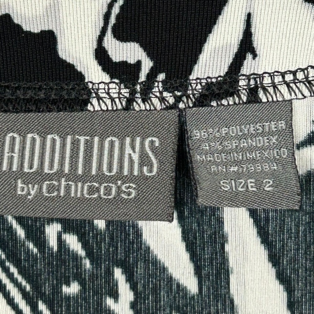 Additions by Chicos Top Abstract Graphic Long Sleeve One Button Black White Sz 2 - Picture 5 of 10
